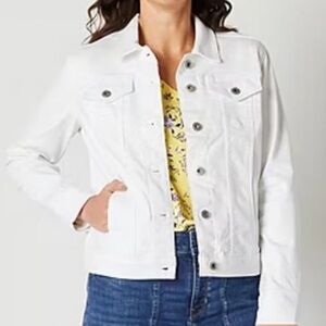 Liz Claiborne Women’s Mid-weight Denim Jean Jacket White Size XXL